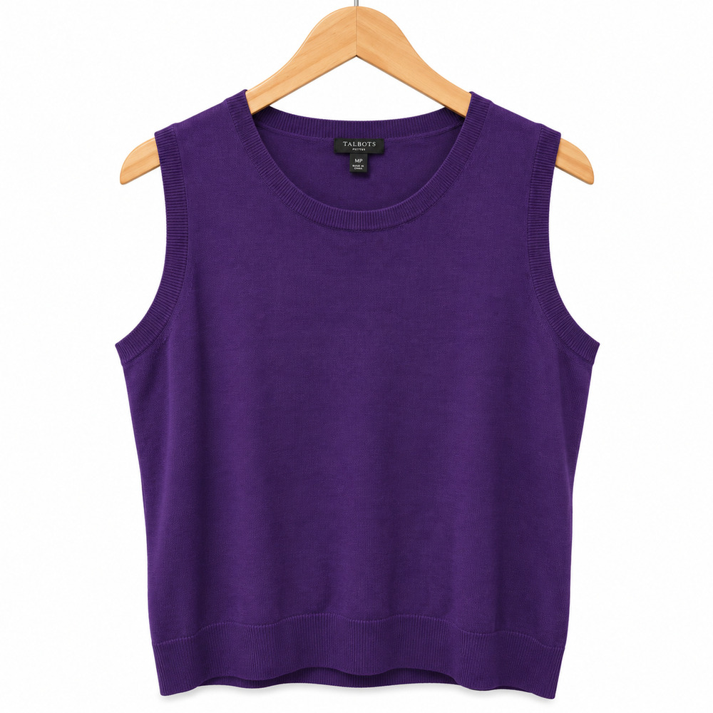 Talbots Sweater Vest Womens Plus Size 3X Purple Pima Cotton Blend Stretch NWT